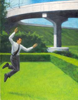 Leaping Man By Bridge