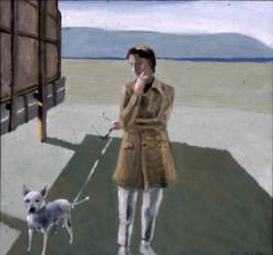 Woman, Dog, Billboard
