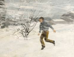 Running Man in Snow