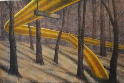 Yellow Pipe In Woods